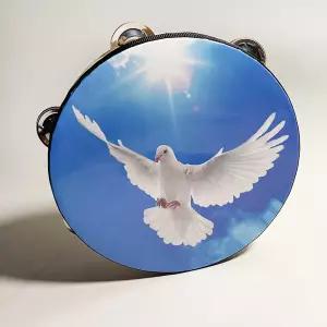 1Pcs 탬버린 비둘기 성경 이중 줄 징글 나무 핸드벨 핸드클랩 드럼 타악기 파란색