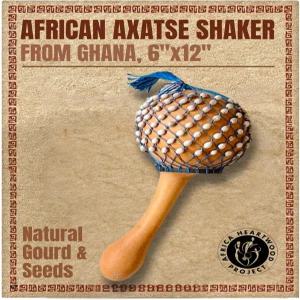 아프리카 하트우드 프로젝트 Axatse 셰이커 - 내구성이 뛰어난 구르드 바디 천연 씨앗 구슬 손잡이가 있는