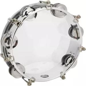 8인치 탬버린 조절 가능한 음색 핸드 드럼 헬드 타악기 교육용 악기 심벌 벨 더블 로우 징글 키 투명
