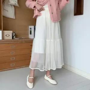 [옷자락]여자 허리밴딩 쉬폰 샤이닝 롱스커트