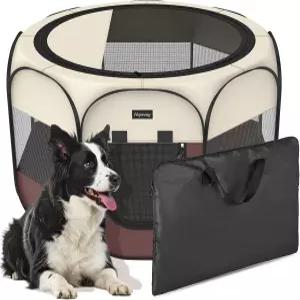 휴대용 강아지 고양이 플레이펜 8면 울타리 상단 차양막 포함 접이식 방수 펫 텐트 실내외 겸용 캠핑