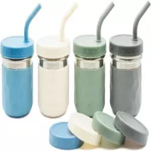 위스프라우트 2in 컵 스무디용 내구성 스테인리스 텀블러 가 달린 실리콘 빨대 플라스틱 트위스트 뚜껑