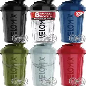 벨로믹스 6팩 단백질 혼합용 28 프로틴 셰이커 병 6배 와이어 거품기 쉐이크용 누수 방지 컵 크고 쌓을 수