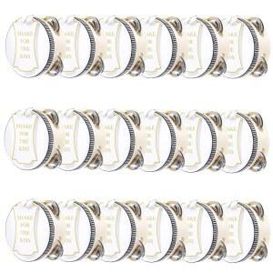 [미국배송] 18 성인용 4인치 탬버린 벌크 세트 금속 징글이 달린 미니 나무 손잡이 드럼 기프트 태그 및 흰색 프린트 리본 교회 결혼식 파티를 위한 선물