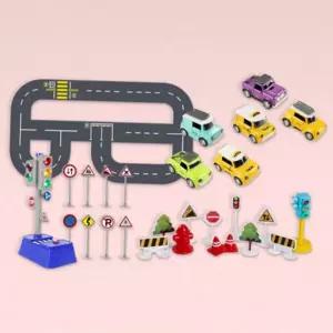 유아 자동차 도로 놀이 어린이 교통 안전 조립식 신호등 아동 소품 매트 퍼즐 세트