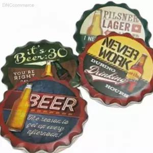 빈티지 맥주 병뚜껑 티코스터 4P 머그컵받침 감성컵받침 홈카페소품