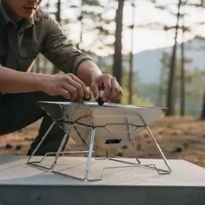 휴대용 폴딩 캠핑 화로대 1인용 미니 바베큐 그릴 조립식 화로_24994684