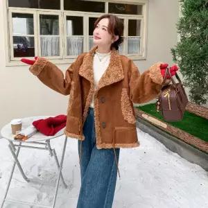 스트레인지 여성용 페이크 데일리룩 퍼 코트 재킷 가죽 일체형 KUK1