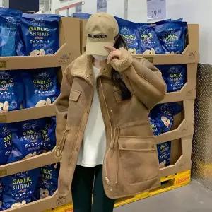 스트레인지 여성용 페이크 데일리룩 퍼 코트 재킷 가죽 일체형 KUK1