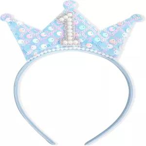 와하우 블루 1주년 기념 헤드밴드 - 티아라 돌잔치 장식 글리터 세퀸 크라운 펄 헤어 액세서리