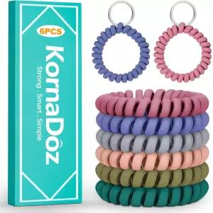 코나도스 6팩 신축성 나선형 손목 코일 열쇠고리 헬스장 수영장 사우나 남녀용 유연한 보호대용 방수 밴드