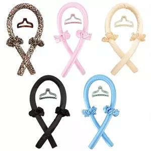 여성용 무열 컬링 로드 헤어 컬 머리띠 부드럽고 반짝이는 컬러 미용 도구 액세서리 2 세트