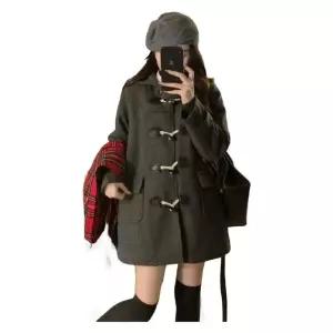 떡볶이코트 하프코트 키작녀 후드 반코트 더플 재킷 블렌드 S