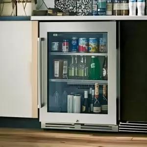 24인치 폭의 유리문이 있는 내장형 야외 냉장고 맥주 와인 및 모든 종류의 냉장 에