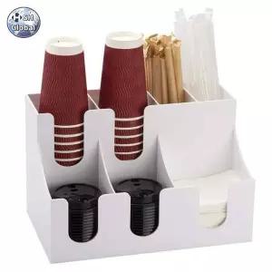 빨대 업소용 탕비실 보관함 디스펜서 빨대보관함 6칸 우드