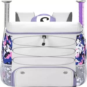 청소년 BIAOTN 소프트볼 가방 신발 수납 공간이 있는 대형 가죽 야구 배트 백팩 TBall 및 장비용 펜스