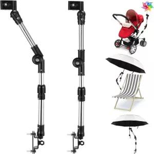 모닝로 2개 조절식 우산 거치대 자전거 휠체어 유모차 부착 손잡이 바 홀더 클램프 지지대 비치 체어용