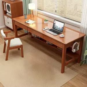 2인용 테이블 책상 우드 원목 데스크 사무실 컴퓨터 일자형 호두색 화이트 서랍