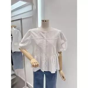 [갤러리아] [ab.f.z]레이스 넥 면 자수 블라우스(ATA2QB34F)