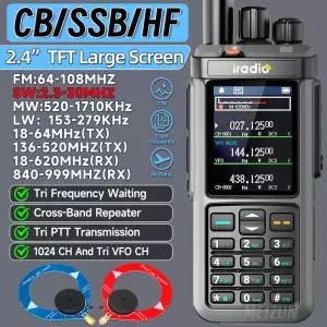 Iradio UV98 PLUS 멀티 밴드 0W FM AM SSB HF 크로스 리피터 24인치 대형 화면 무전기 단파 햄 라디오