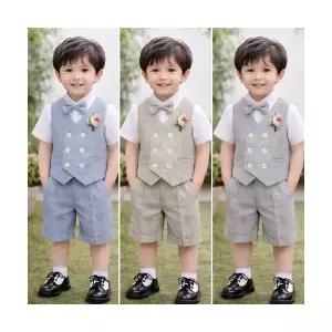 팜므 남아정장세트 돌잔치 아기하객룩 반팔수트 반바지 베이지 블루 그레이설날