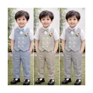 팜므 남아정장세트 돌잔치 아기하객룩 반팔수트 긴바지 베이지 블루 그레이설날