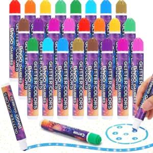 Crtiin 24팩 글리터 빙고 도버 12가지 공예 마커 도트 DIY 신학기 쉬머 용품 색상의 페인팅 세트