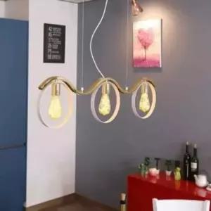 [Deco] 주방식탁조명 팬던트 식탁포인트조명 펜던트식탁등 3등 천정조명등 화이트and골드