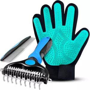 펫앤지 반려동물 제모 장갑 헤어 브러시 세트 - 털갈이용 개 그루밍 고양이 위한 모든 코트를 도구