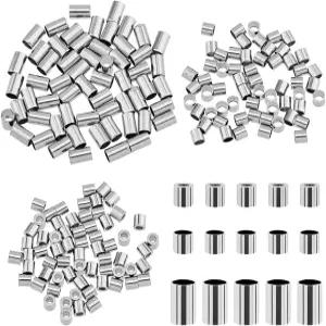 DICOSMETIC 180Pcs 3 사이즈 스테인리스 스틸 공예용 비드 끝마개 12mm 귀걸이 기둥 튜브 장신구 팔찌