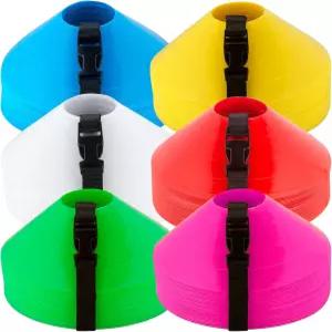 아메리칸 챌린지 디스크 콘 - 스포츠 훈련용 민첩성 25개 세트 2인치 높이 7인치 베이스 축구 및 연습용