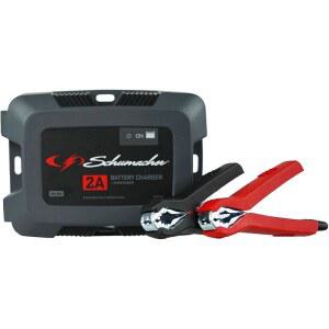 슈마허 일렉트릭 완전 자동 2A 6V/12V 배터리 충전기 및 유지보수 - 퀵 커넥트 클램프가 있는 다단계 스마트 충전 - 오토바이, 잔디 깎는 기계 등을 위한 자동차 배터리 충전기 - SC1588