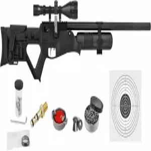 하산 블리츠 풀 오토 PCP 에어 라이플 웨어러블4U 100배 용지 타겟 및 납 펠릿 번들 포함