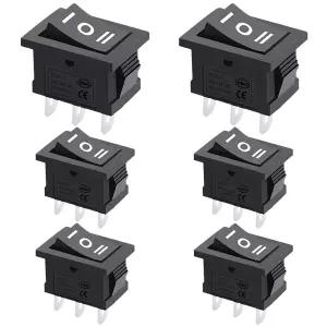 TWTADE 6Pcs 12V 로커 스위치 켜기/끄기/끄기/켜기 3핀 3포지션 자동차 오토 보트 토글 AC 6A/250V