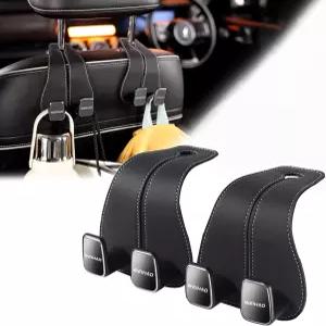 자동차용 와이드 핸드백 후크 트윈 가죽 헤드레스트 행거 카시트 백 수납 유니버설 핏 세단 트럭 SUV용
