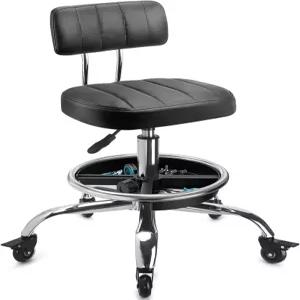 등받이가 있는 LWADALN 차고 정비사 의자 높이 조절 가능한 헤비 듀티 회전 작업 공구 트레이 보관이 롤링