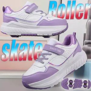 패션 변형 롤러 스케이트 신발 더블 행 4 륜 바퀴 운동화 보드