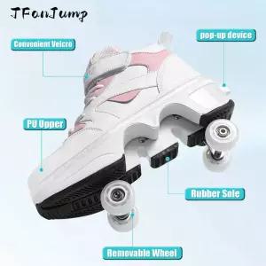 여자 핑크 롤러 스케이트 신발 바퀴와 운동화 패션 야외 스포츠 선물