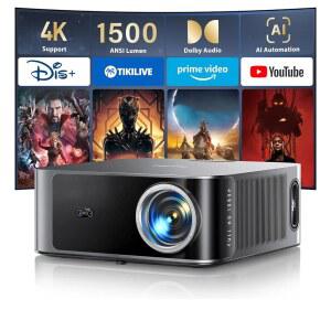 [1500 ANSI / 36W 돌비 오디오 / APPS] 스마트 프로젝터-4K(WiFi6 및 양방향 블루투스 지원), AI 오토 포커스 프로젝터(네이티브 1080P, HDR10, TOPTRO X9 야외 영화 프로젝터, 휴대폰 / TV 스틱 / PC와 호환 가능)