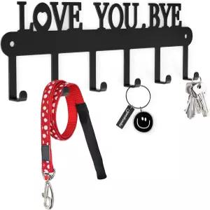 수즈라나 벽용 키 홀더 러브 유 바이 후크 벽 마운트 자체 거실 주방 욕실 차고용 드릴 사용 금지 랙 블랙