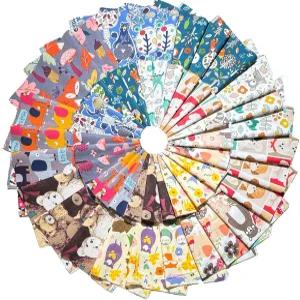 100 면 원단 번들 퀼트 사각형 5 x5 동물 패턴 참 팩 퀼팅 재봉 DIY 스크랩북용 프리컷 경로 54개