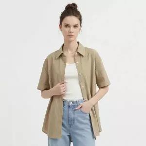 [NS홈쇼핑][샵앤] 여성 카라넥 스트라이프 데일리 반팔 남방 셔츠 EGG-WBL-21203..