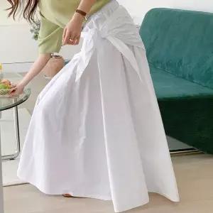 [하프클럽/]여성 빅사이즈 롱스커트 레이어드 매듭 면 밴딩 치마
