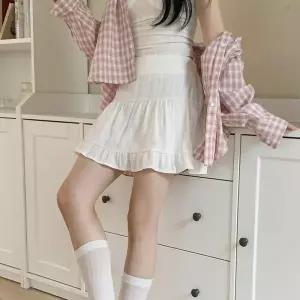 [하프클럽/]여성 여름 일상 러블리 레이스 프릴 면 스커트 속바지