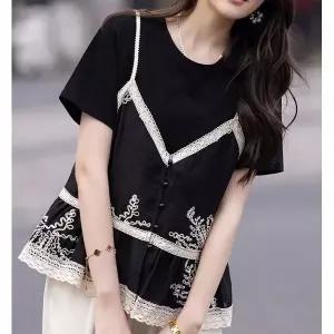 [하프클럽/]에스닉자수끈나시 레이어드 티셔츠 4BBF9C