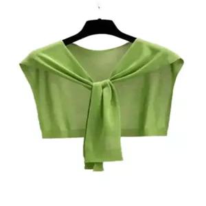 여름 가디건 어깨 반팔 짧은 소프트 실크 크로셰 페이크