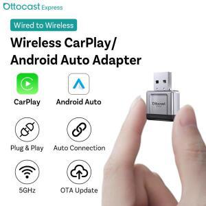 오토캐스트 미니 젬 2in1 무선 카플레이 동글 & 안드로이드 오토 스마트 USB 자동 연결 플러그 앤 벤츠 VW