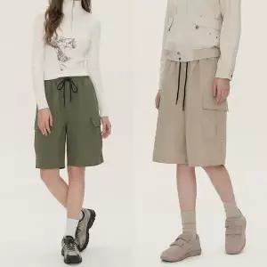[하프클럽/]여자 데일리 코튼 밴딩 카고 무릎기장 와이드 반바지