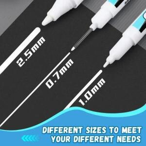 0.7/1.0/2.5mM 화이트 영구 마커 펜 페인트 나무 바위 플라스틱 유리 돌 메타 캔버스 도자기 미술 용품