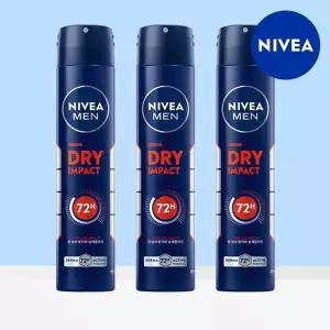 [니베아] 맨 데오드란트 스프레이 드라이 임팩트 200ml 3개